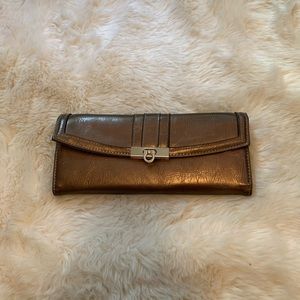 Metallic Brown Fold Clasp Wallet